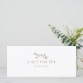 Minimale Witte Botanische Zakelijke Cadeaucertific (Staand voorkant)