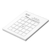 Minimale Witte Bruidsdouche Bingo Feestspel Notitieblok (Linkerzijde)