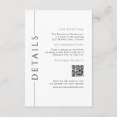 Minimale witte bruiloft details QR-code invoegen Informatiekaartje (Voorkant)
