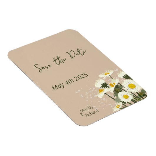 Minimale witte Daisy bloemen op beige achtergrond Magneet (Rechterzijde)