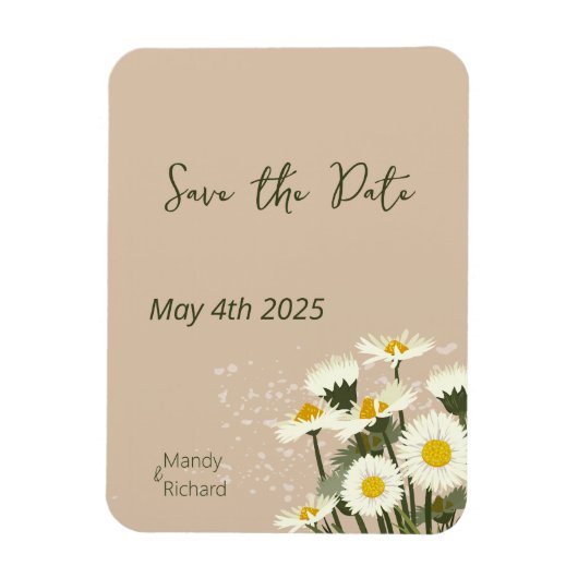 Minimale witte Daisy bloemen op beige achtergrond Magneet (Verticaal)