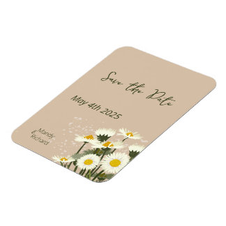 Minimale witte Daisy bloemen op beige achtergrond Magneet