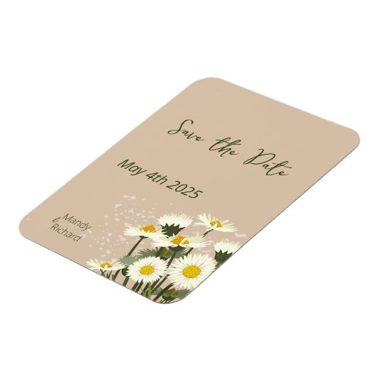 Minimale witte Daisy bloemen op beige achtergrond Magneet (Linkerzijde)