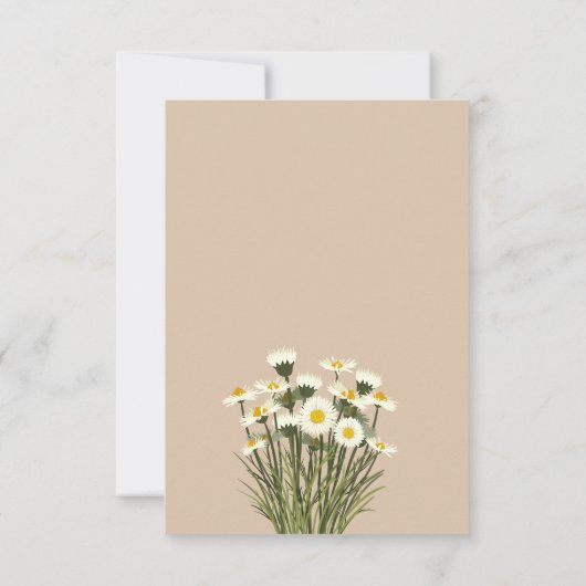Minimale Witte Daisy Bloemen op Beige Achtergrond  RSVP Kaartje (Achterkant)