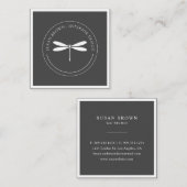 Minimale witte dragonvlieg vierkante visitekaartje (Voorkant / Achterkant)