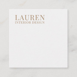 Minimale witte eenvoudige elegante interieurontwer vierkante visitekaartje