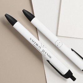 Minimale witte elegante aangepaste monogram en naa zwarte inkt pen