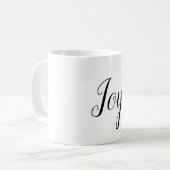 minimale witte elegante tekst bij Joy Holiday Koffiemok (Voorkant links)