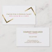 Minimale witte en geometrische goudaccenten visitekaartje (Voorkant / Achterkant)