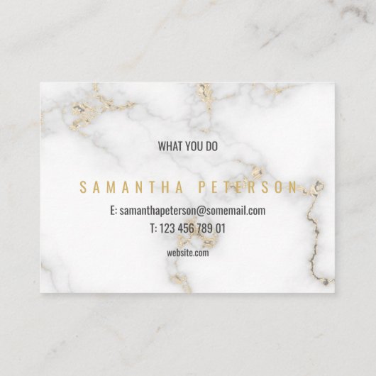 Minimale witte en goudmarmer visitekaartje (Achterkant)