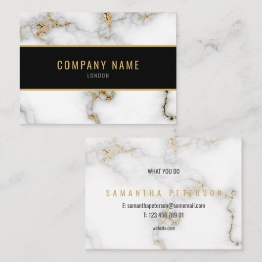 Minimale witte en goudmarmer visitekaartje (Voorkant / Achterkant)
