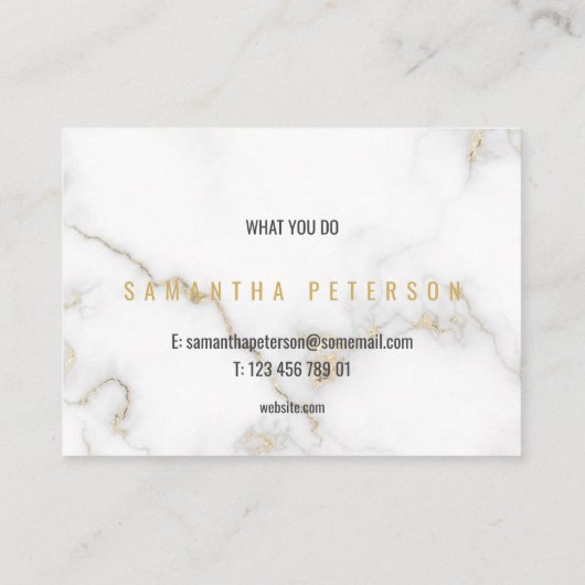 Minimale witte en goudmarmer visitekaartje (Achterkant)