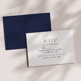 Minimale witte en marineblauwe trouw-RSVP kaart