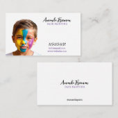 Minimale witte en Paarse gezichtsschilder Visitekaartje (Voorkant / Achterkant)