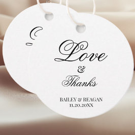 Minimale witte en zwarte bruiloft bedankjes labels
