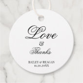 Minimale witte en zwarte bruiloft bedankjes labels (Voorkant)