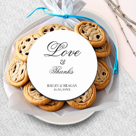 Minimale witte en zwarte bruiloft ronde sticker