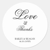 Minimale witte en zwarte bruiloft ronde sticker (Voorkant)