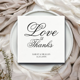 Minimale witte en zwarte bruiloft servet