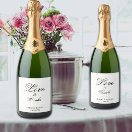 Minimale witte en zwarte bruiloft sparkling wijnetiket