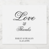 Minimale witte en zwarte bruiloft sparkling wijnetiket (Enkel label)