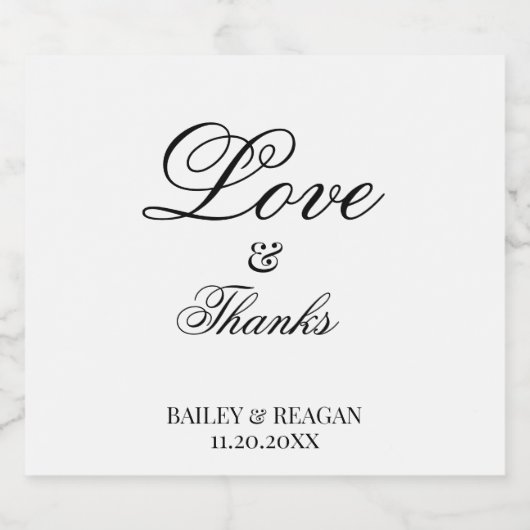 Minimale witte en zwarte bruiloft sparkling wijnetiket (Enkel label)