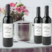 Minimale witte en zwarte bruiloft wijn etiket