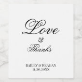 Minimale witte en zwarte bruiloft wijn etiket (Enkel label)