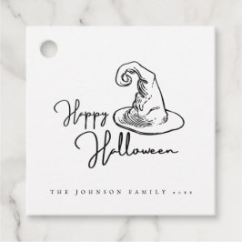 Minimale witte en zwarte heks Pet Halloween Bedankjes Labels