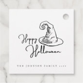 Minimale witte en zwarte heks Pet Halloween Bedankjes Labels (Achterkant)