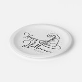 Minimale witte en zwarte heks Pet Halloween Papieren Bordje (Gekanteld)