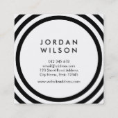 Minimale witte en zwarte ronde lijnen Geometric Vierkante Visitekaartje (Achterkant)