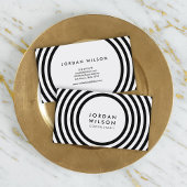 Minimale witte en zwarte ronde lijnen Geometric Visitekaartje
