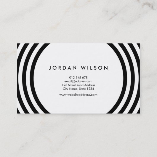 Minimale witte en zwarte ronde lijnen Geometric Visitekaartje (Achterkant)