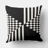 Minimale witte en zwarte strepen Diamond Kussen (Achterkant)