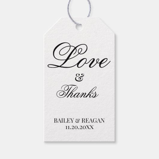 Minimale witte en zwarte trouw  cadeaulabel (Voorkant)