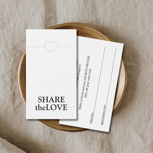 Minimale witte Faux Gold Line Heart Visitekaartje