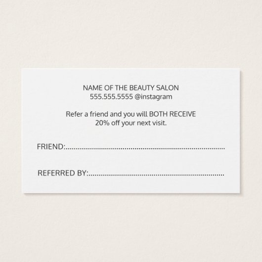 Minimale witte Faux Gold Line Heart Visitekaartje (Achterkant)