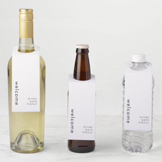 Minimale witte fleshanglabel flessenhanger (In situ)