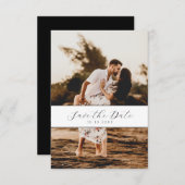 Minimale witte fotoscript QR-code Sla de datum op Save The Date (Voorkant / Achterkant)