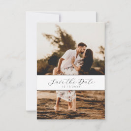 Minimale witte fotoscript QR-code Sla de datum op Save The Date