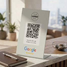 Minimale Witte Google Review QR Code Logo Reclamebord Met Voetstuk