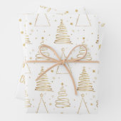 Minimale witte gouden kerstboom inpakpapier vel (In situ)