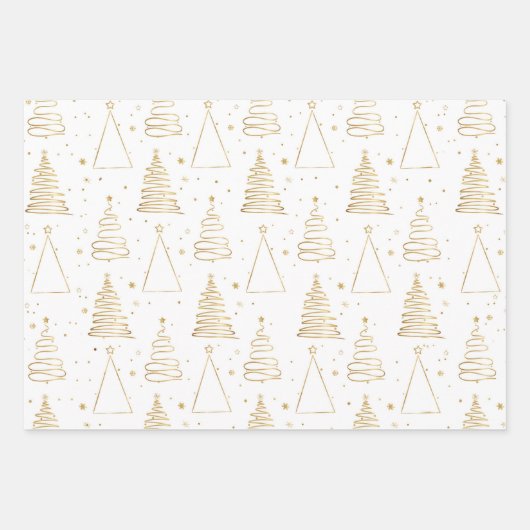 Minimale witte gouden kerstboom inpakpapier vel (Voorkant)