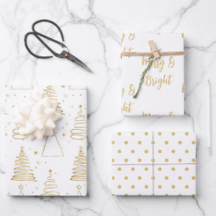 Minimale witte gouden kerstboom inpakpapier vel