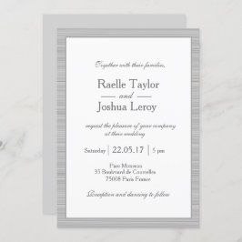 Minimale witte grijsstrepen moderne kerkelijke bru kaart