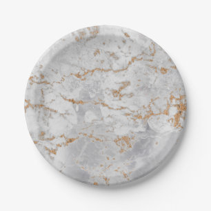 Minimale witte grijze Carrara Gold Marble Grungy S Papieren Bordje