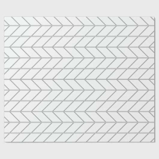 Minimale witte grijze Chevron Pattern Cadeaupapier (Vlak)