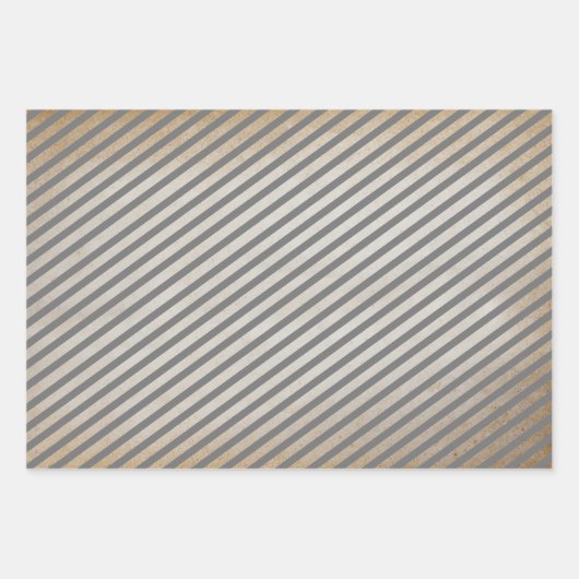 Minimale witte grijze kraft herten strepen inpakpapier vel (Voorkant 3)