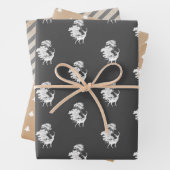 Minimale witte grijze kraft herten strepen inpakpapier vel (In situ)